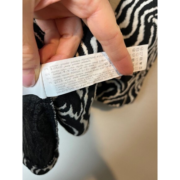 Zara Shirt Womens Small Black White Abstract Textured Long Sleeve Knit Top - Picture 3 of 6